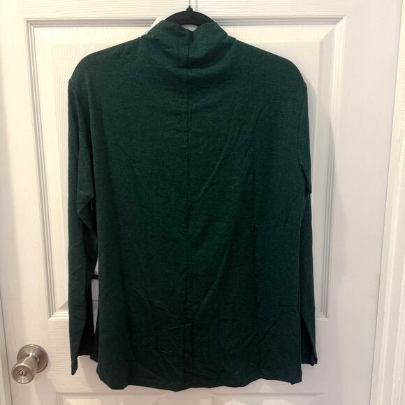NWT Joan Vass LG mock neck jersey stretchy knit green tunic - Picture 8 of 9